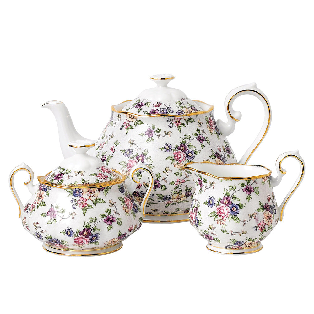 Royal Albert 100 Years Teaware 1940 Teapot/Sugar/Creamer Set