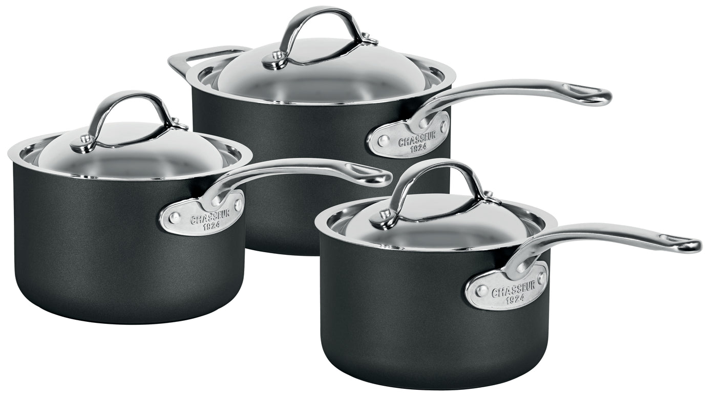 Hard Anodised 3-pc Saucepan Set