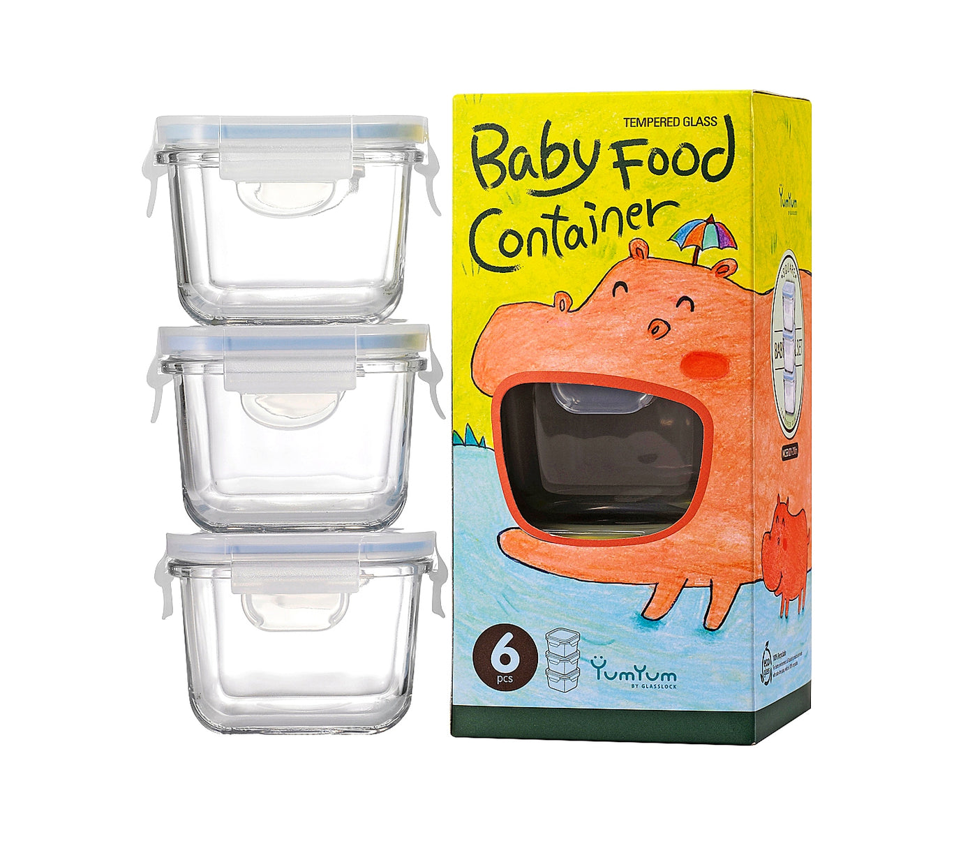 3 Pce Squ Baby Food Container Set:82x82x57mm/210ml