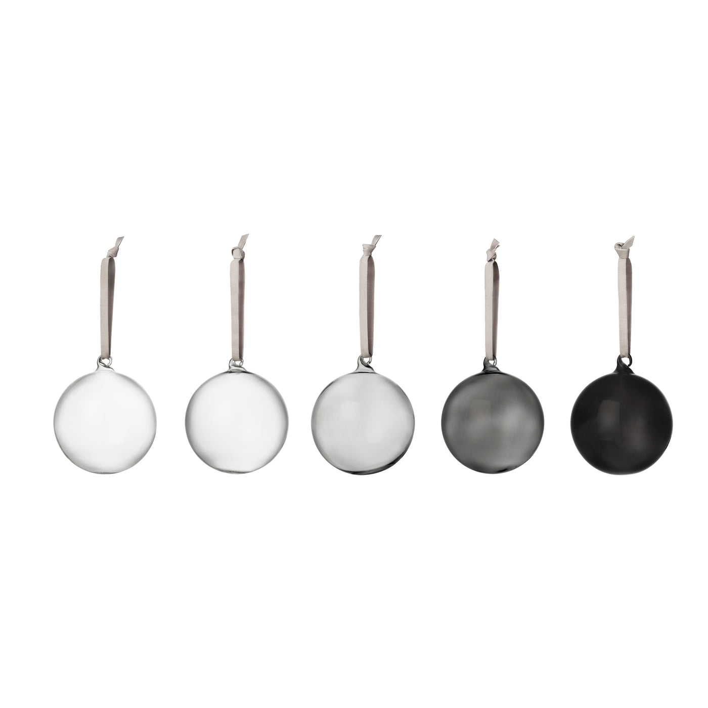 Iittala Glass Ball 80mm Grey Set of 5