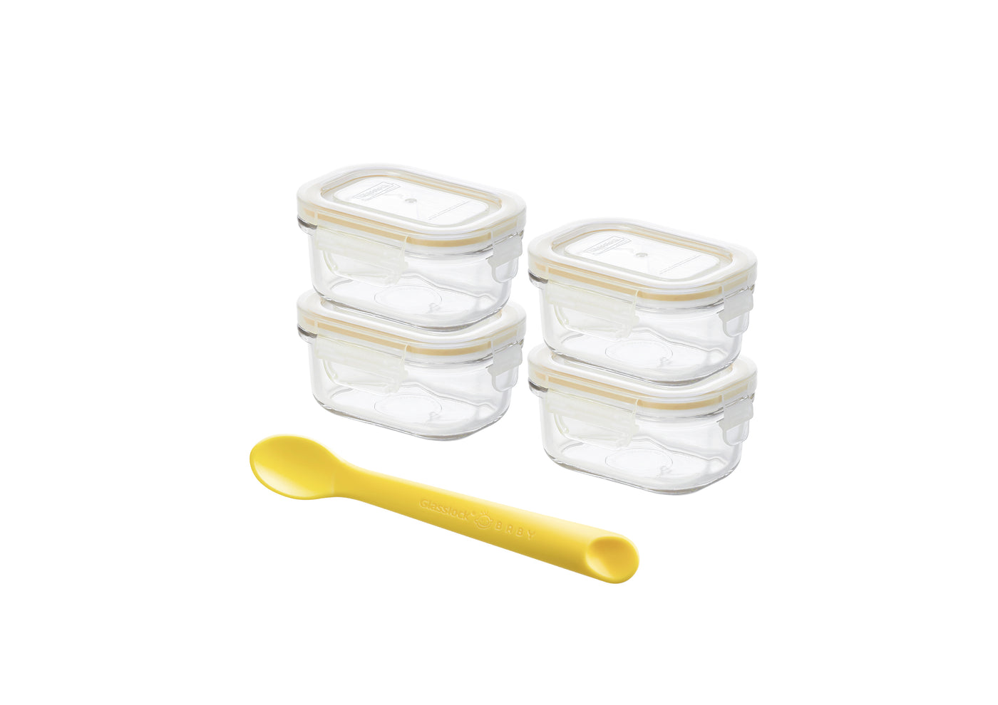 5Pce Rect Baby Set+Silicone Spoon:99x68x43mm/150ml