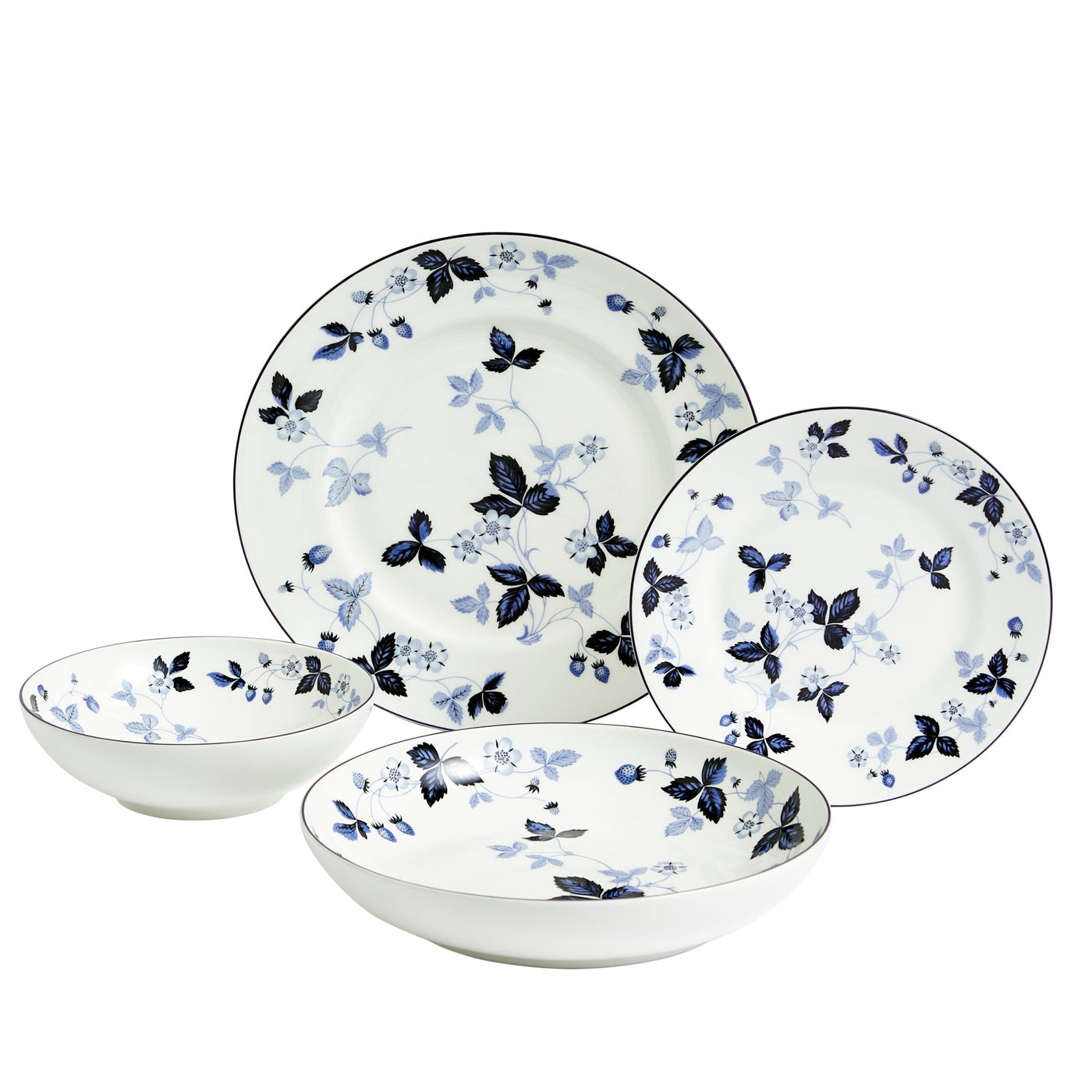 Wild Strawberry Inky Blue Dinnerware 4pcs