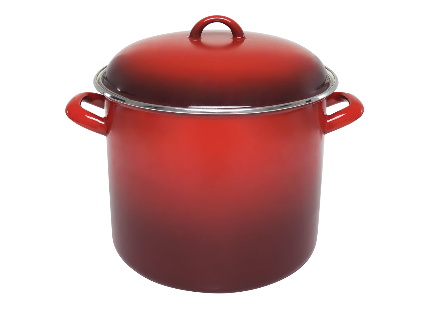 28x24cm 14 Enamel Stock Pot Red