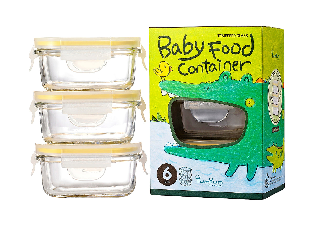 3Pce Rect Baby Food Container Set:99x68x43mm/150ml