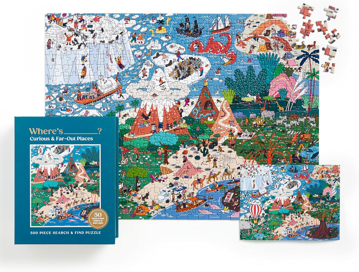 Where's____? Curious & Far Out Places 500 Piece Search & Find Book Puzzle