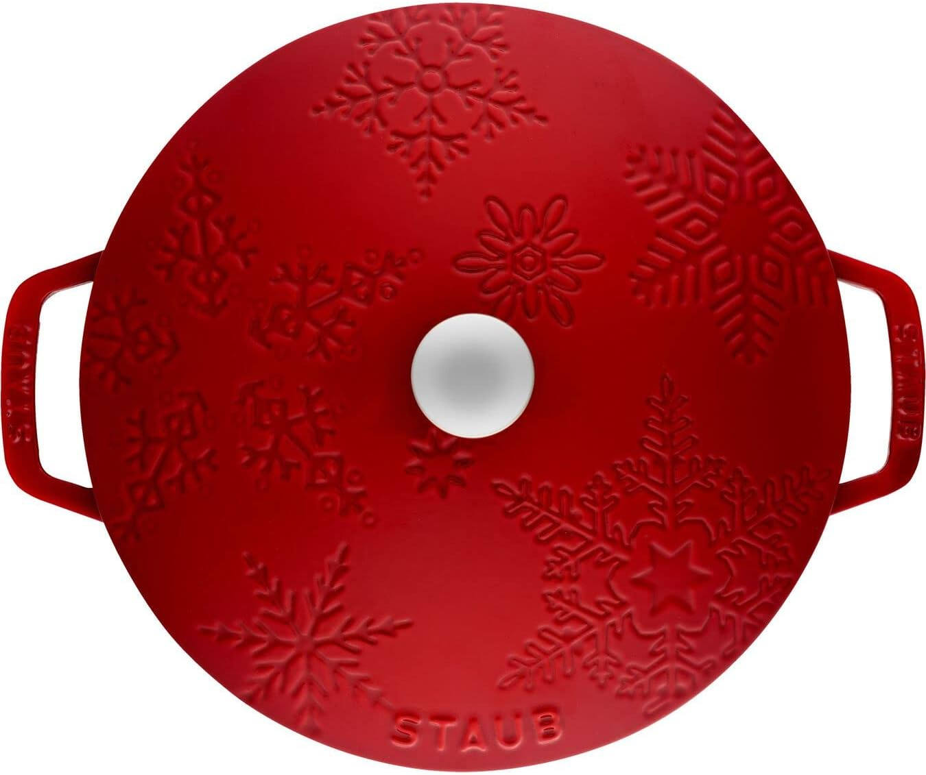 Cast Iron 24cm Snowflake, Cherry red, Round French Oven