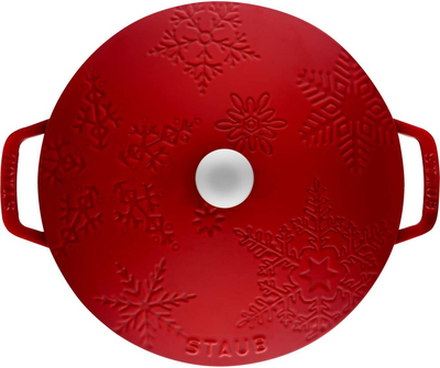 Cast Iron 24cm Snowflake, Cherry red, Round French Oven