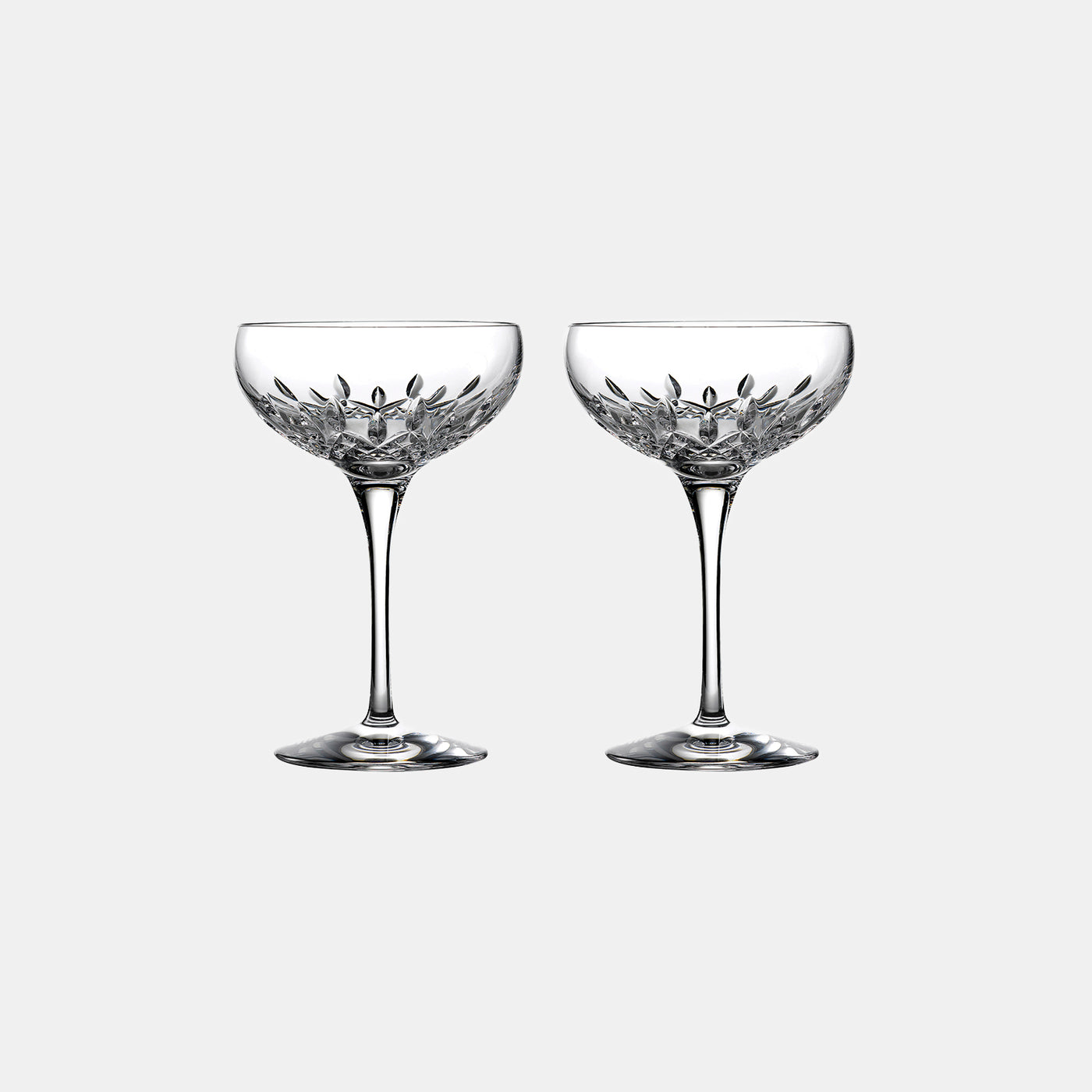 Crystal Lismore Essence Champagne Saucer Pair