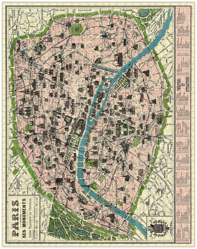 Map of Paris 1000 Pce - Vintage Puzzle