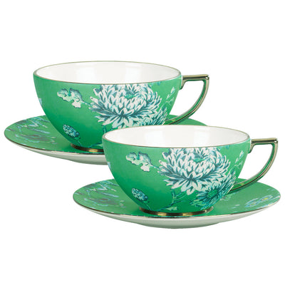 Jasper Conran At   Chinoiserie Green Teacup & Saucer Pair Set