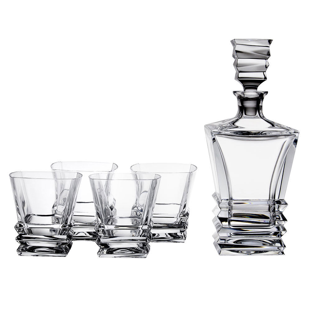 Crystal Prism Decanter Set: Decanter & 4 Tumblers