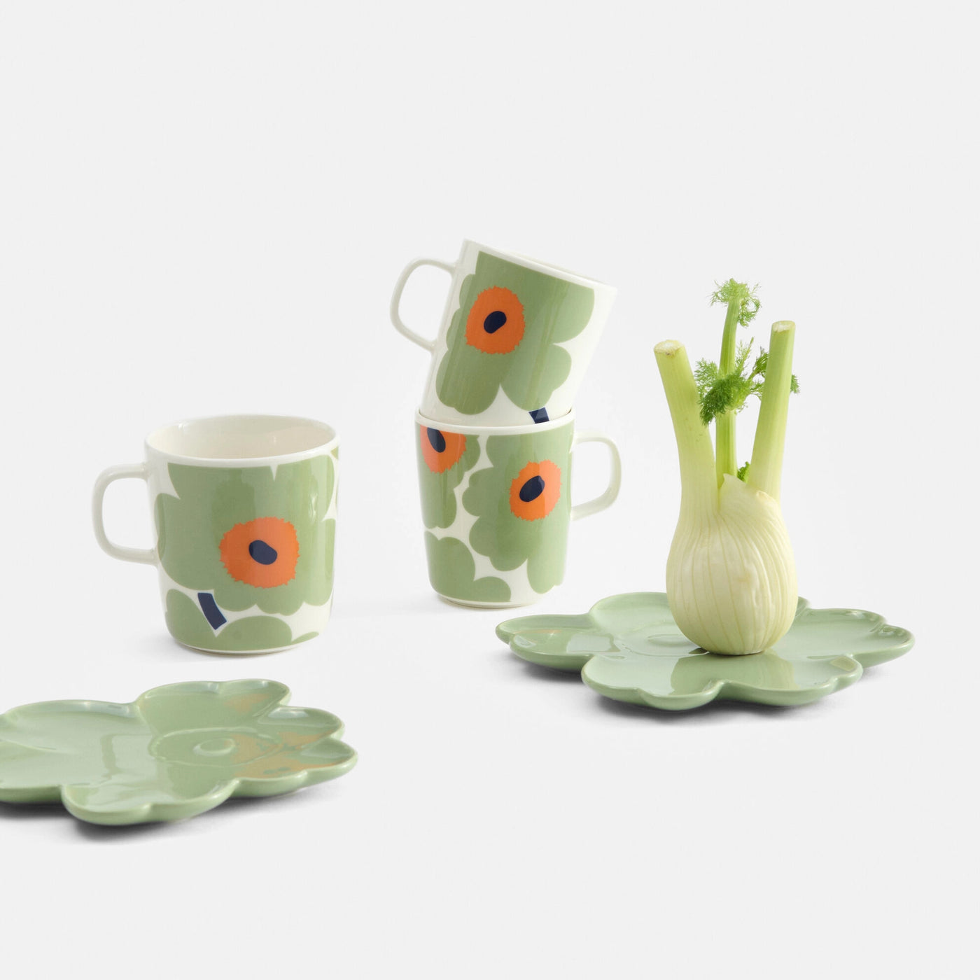 Oiva / Unikko Set Of Two Mugs 2,5 Dl - Sage